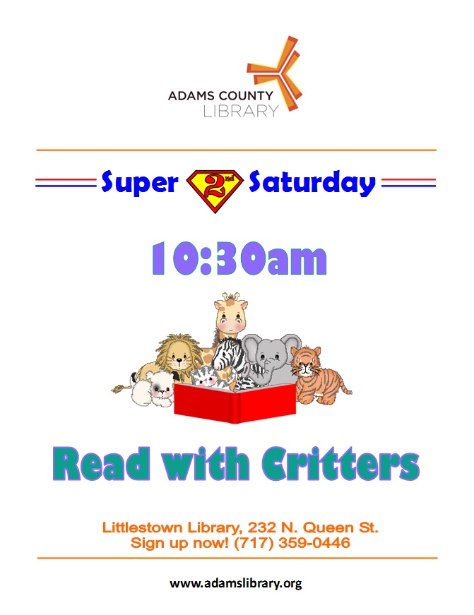 Come read with therapy animals at 10:30 am.