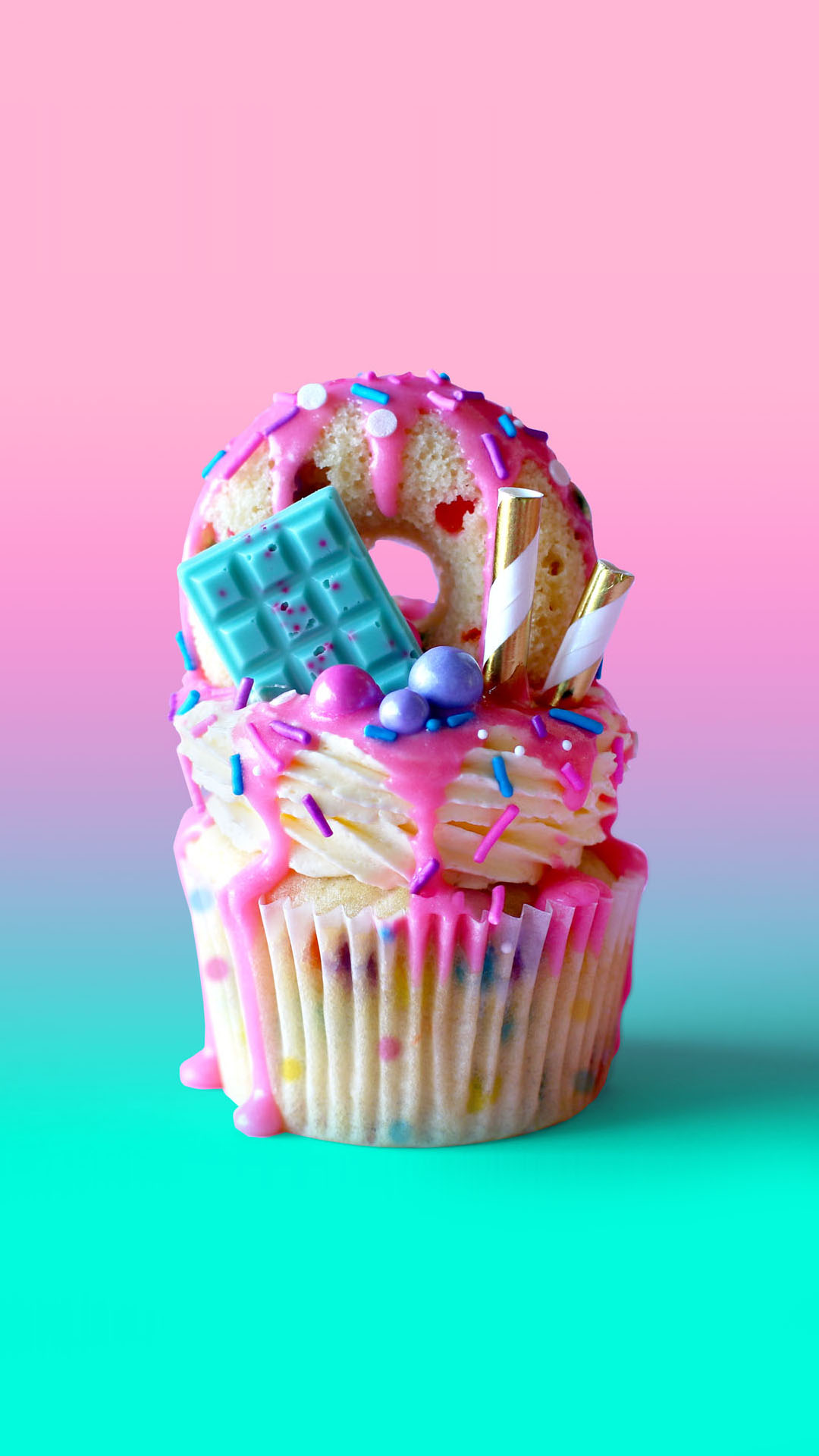Image of a colorful cupcake.