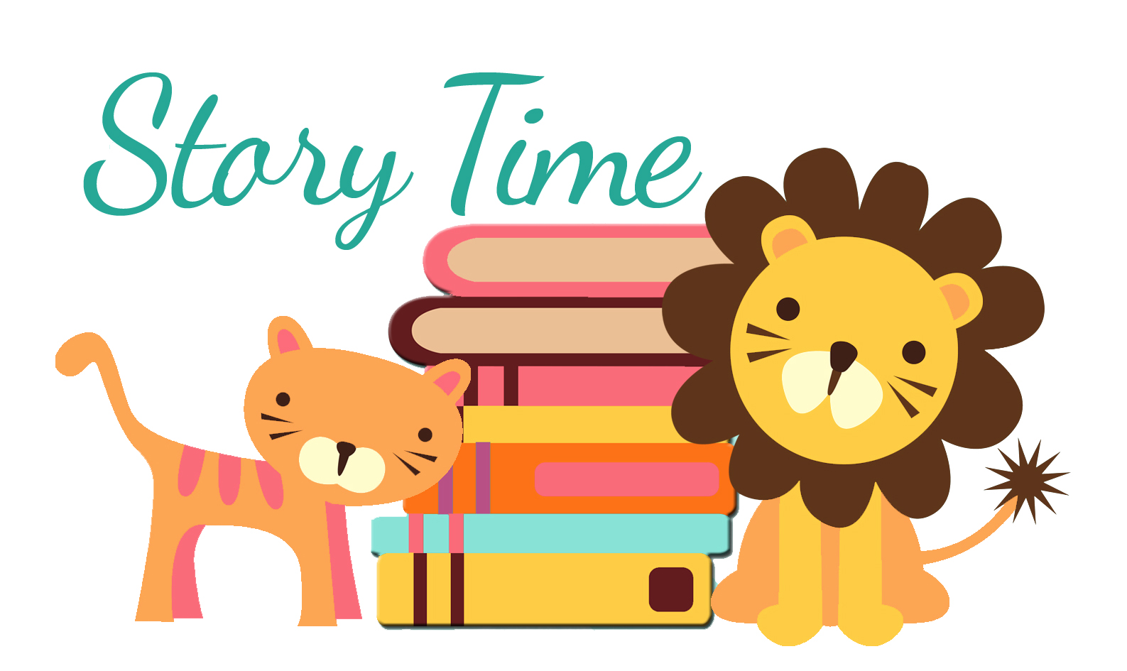 Cartoon image with wording Story Time