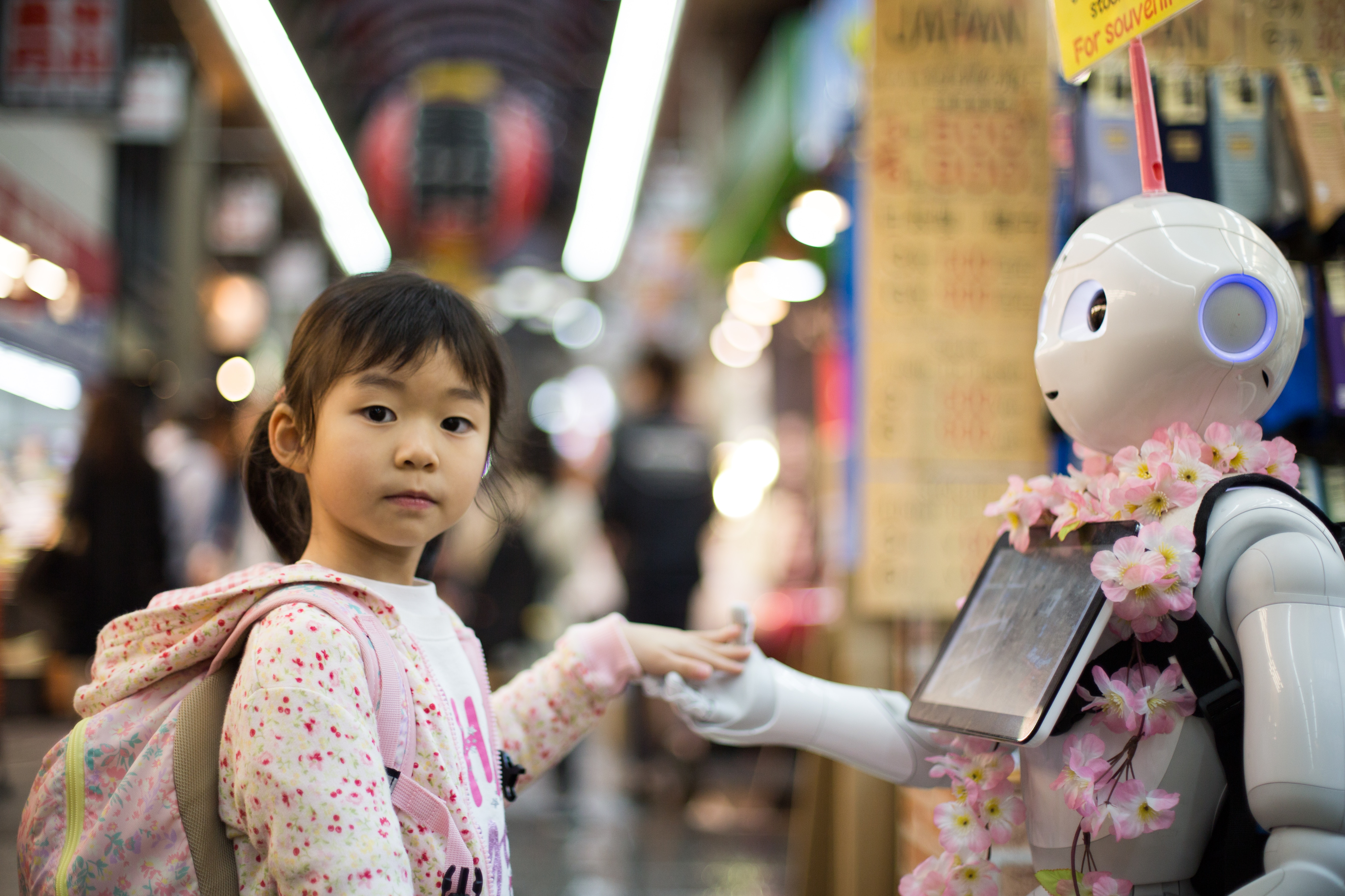 child with robot