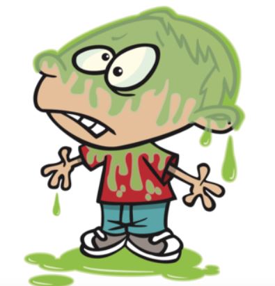 cartoon boy covered with slime