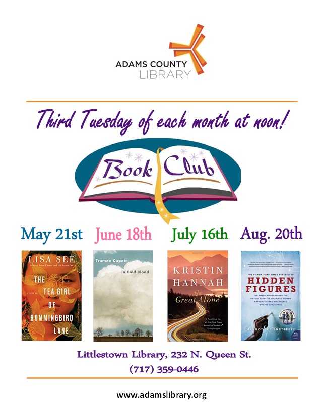 The Rendezvous Book Club meets on the third Tuesday of each month at noon. Contact the library for the list of books to be discussed.