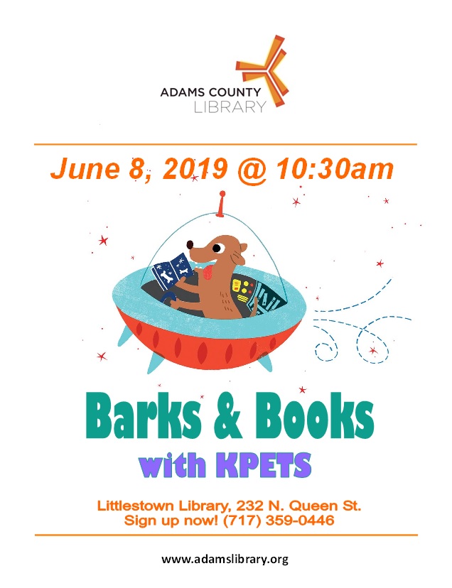 Barks and Books with KPETS is on Saturday, June 8, 2019 at 10:30am.