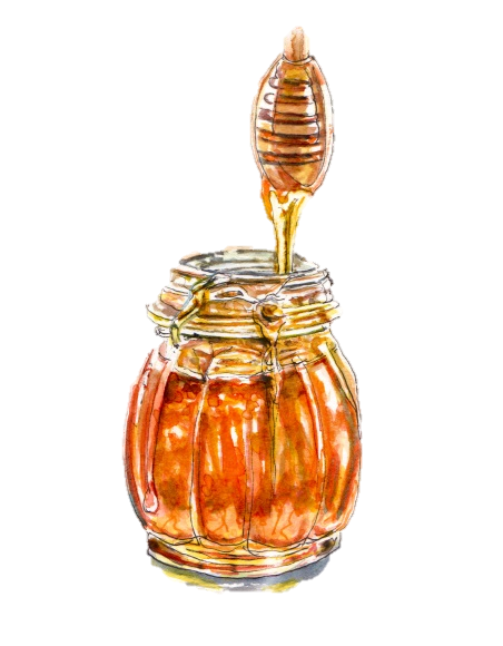 honey jar with honey spoon