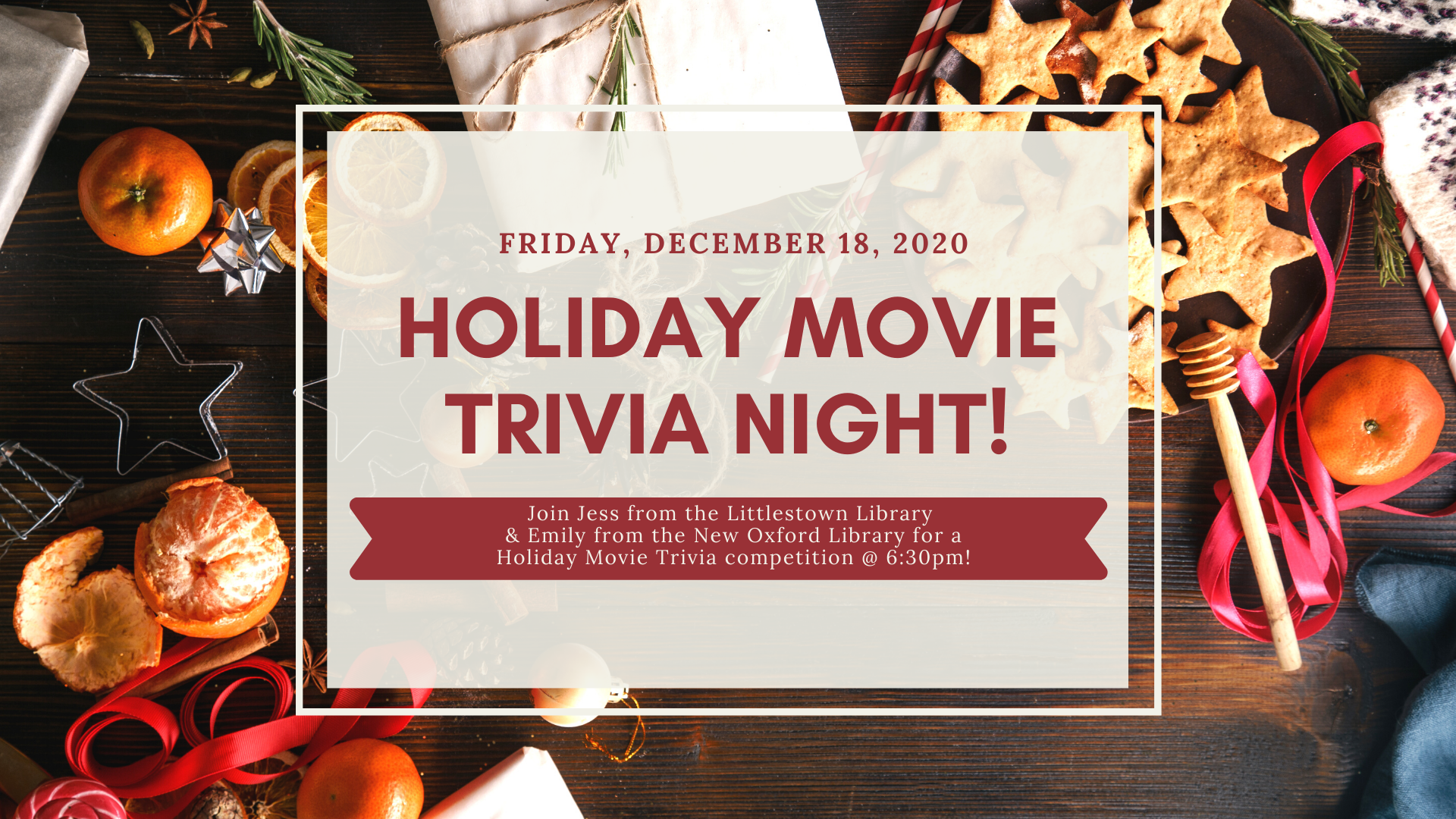 Holiday Movie Trivia Night on Friday, December 18, 2020 at 6:30pm!