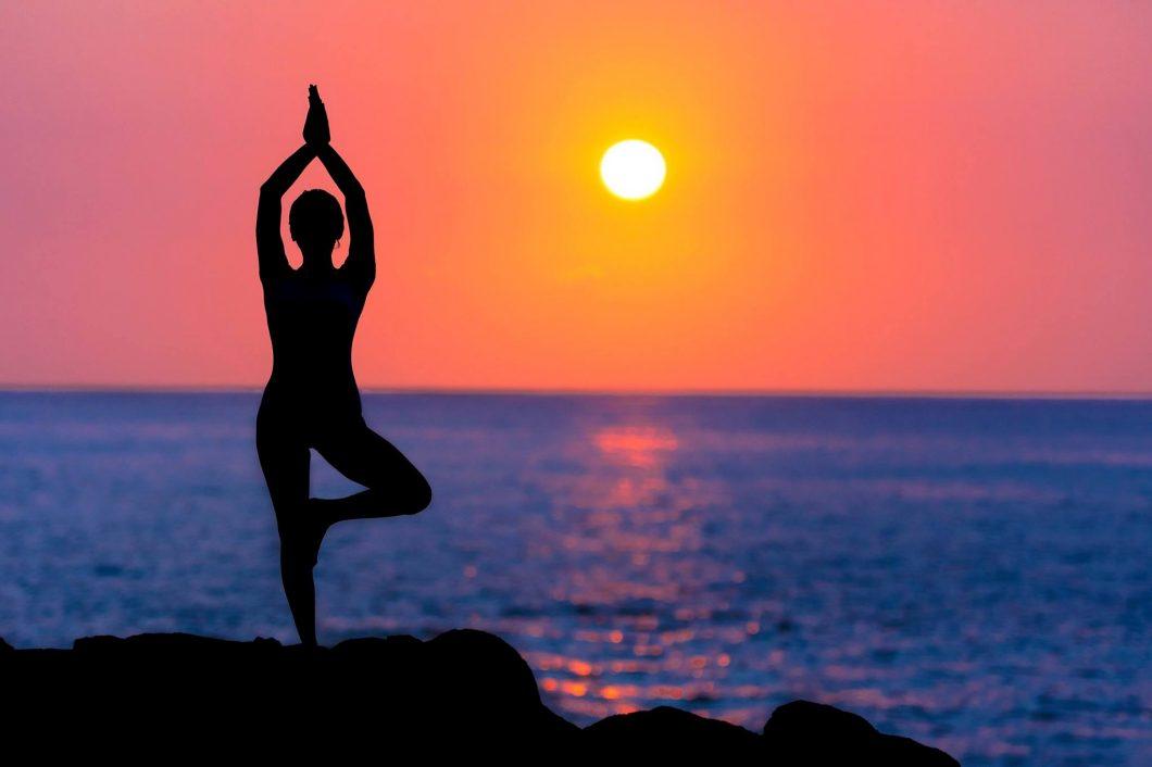 Yoga lady at sunset