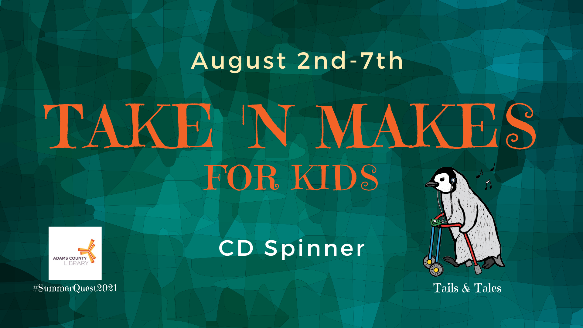 Pick up a Take n' Make for Kids from August 2nd through August 7th. This week the project is a CD Spinner!