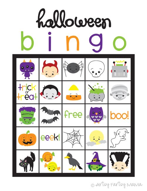 Halloween bingo card