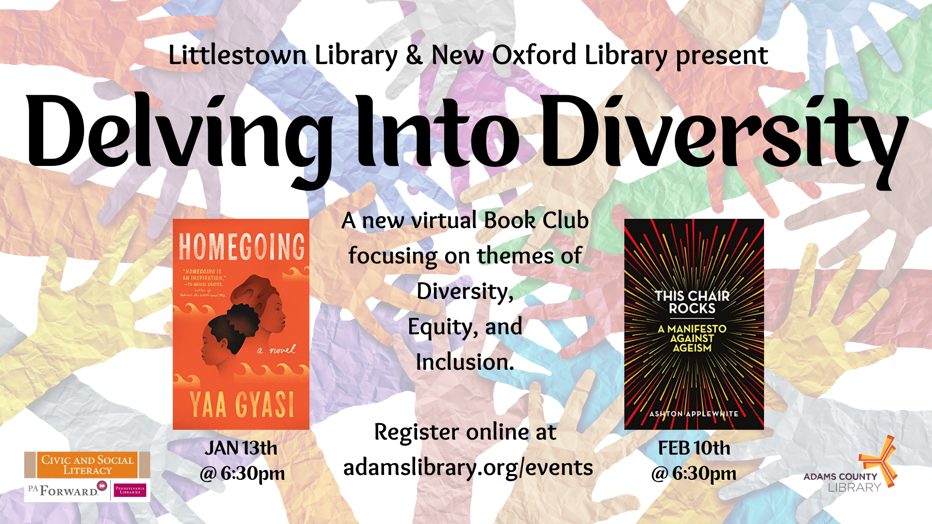 Join us on the second Thursday of the month for Delving Into Diversity, a new virtual book club focusing on themes of diversity, equity, and inclusion.