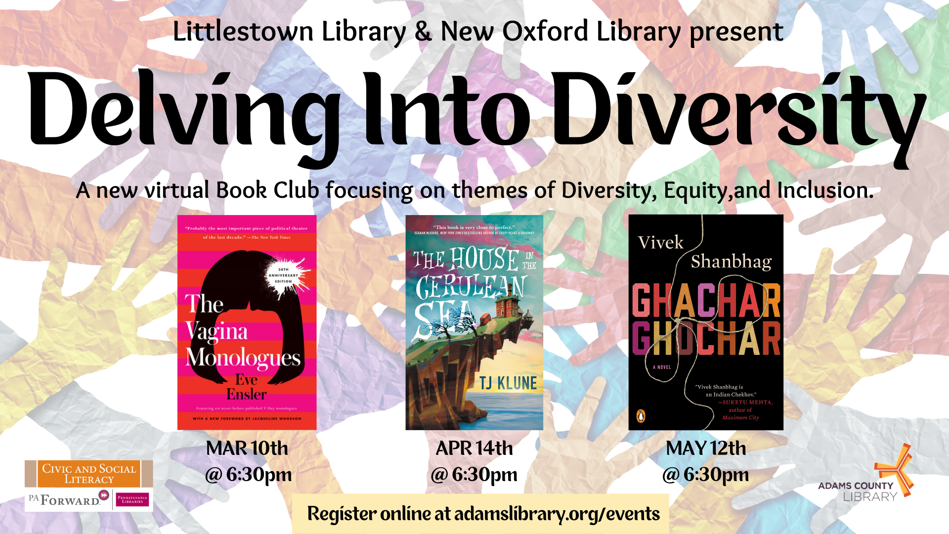 Join us on the second Thursday of the month for Delving Into Diversity, a new virtual book club focusing on themes of diversity, equity, and inclusion.