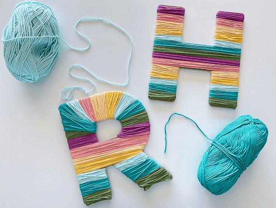 Yarn-wrapped letters