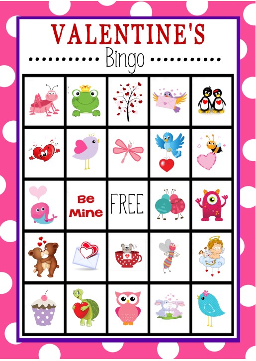 Valentine's Day bingo card