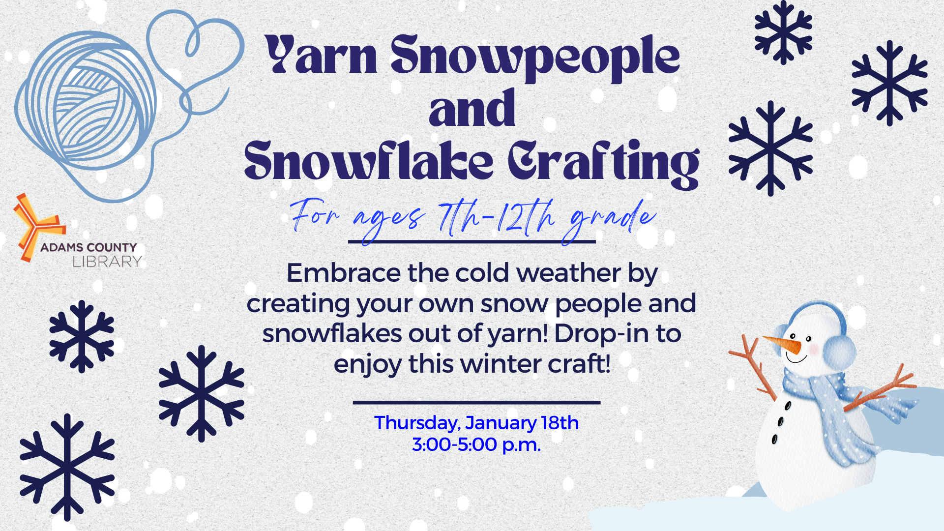 Yarn Snowpeople and Snowflake Crafting