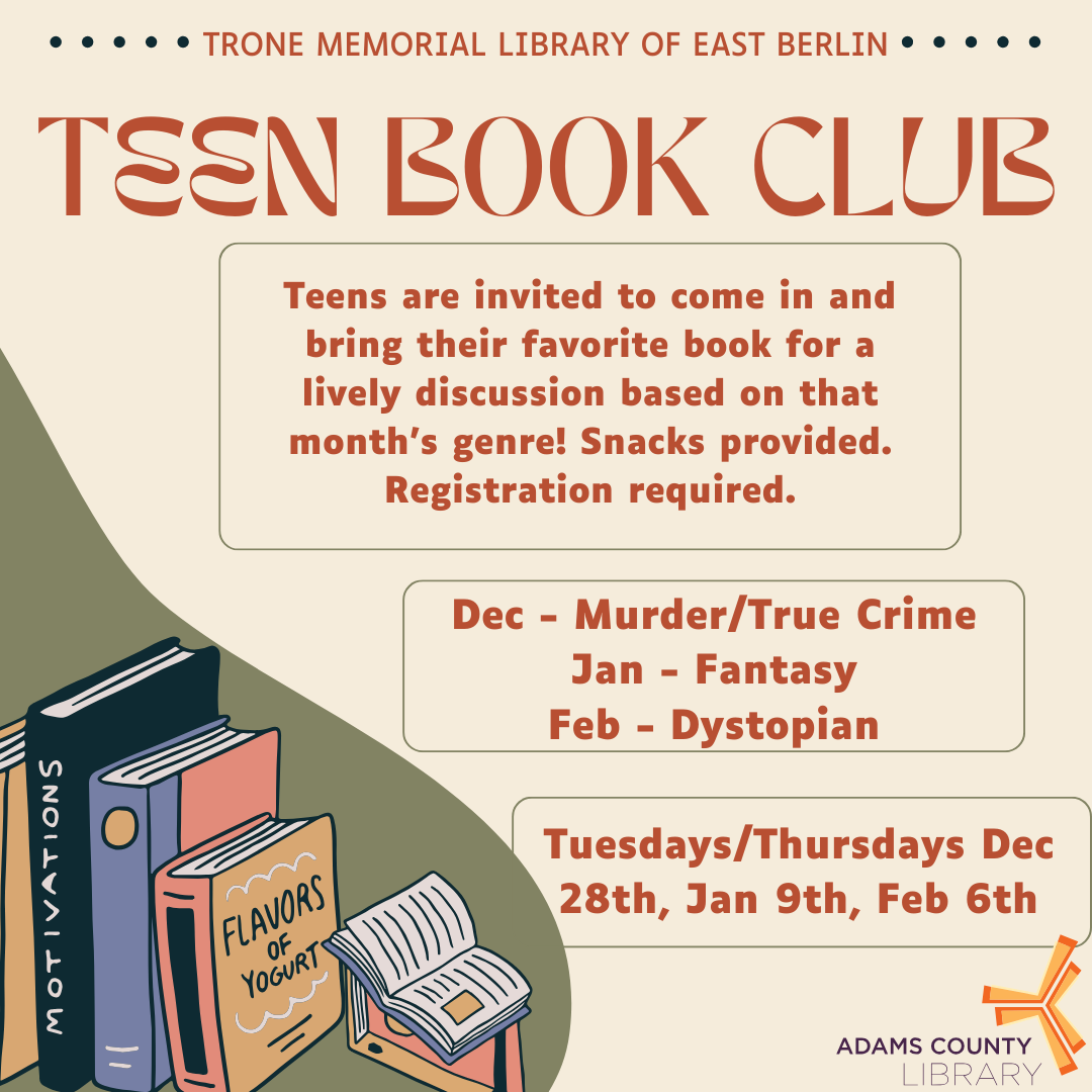 Image of books accompanying text about teen book club
