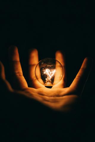light bulb in hands