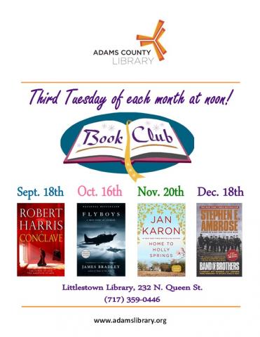 The Rendezvous Book Club meets on the third Tuesday of each month at noon. Contact the library for the list of books to be discussed.