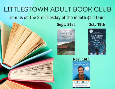 The Littlestown Adult Book Club meets every third Tuesday at 11am!