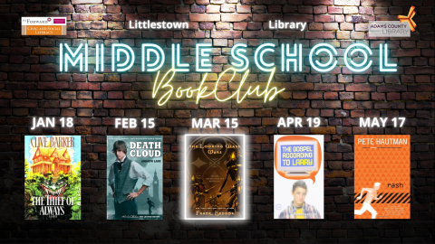 Join us on the third Tuesday of the month at 4pm for our Middle School Book Club!