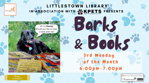 Barks & Books with Danny, our therapy dog.