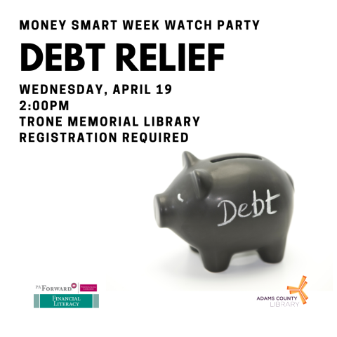 Black piggy bank on white background with ACLS logo and PA Forward logo and Financial Literacy image.