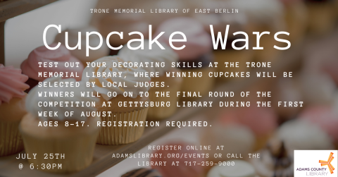 Image of cupcakes behind text discussing event