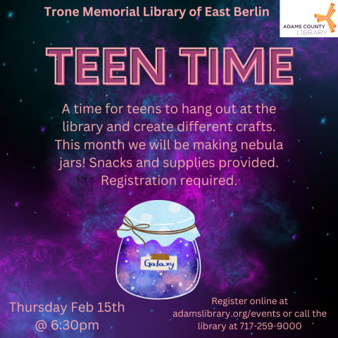 Image of jar with a nebula in it with text about event