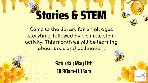 Bees and honeycombs along with text describing event