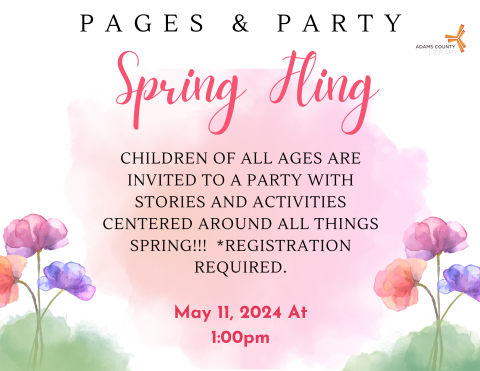 Water color grass and flowers with text describing event