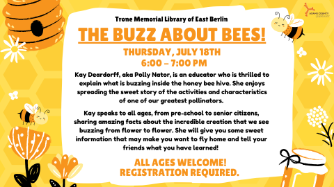 Flyer with information for The Buzz About Bees!