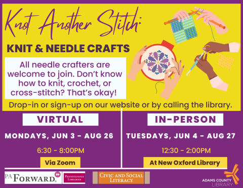 cross stitch, knitting, crotchet