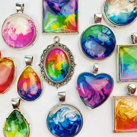 melted crayon art jewelry