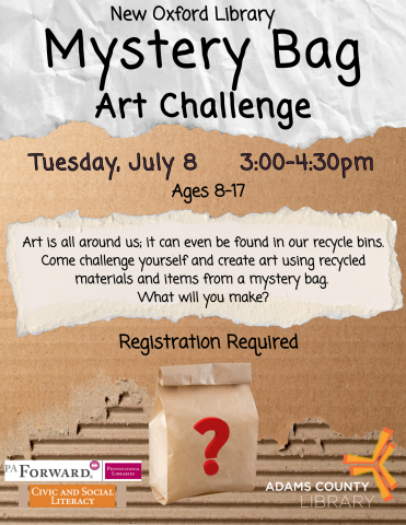 cardboard and a paper bag with a question mark