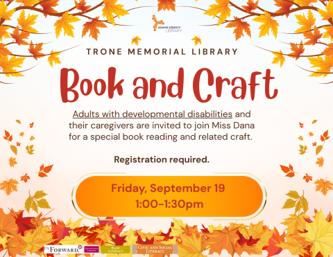 Flyer with autumn foliage with the headline "Book and Craft"