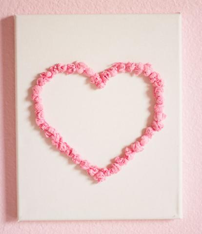 Tissue Paper Heart on a canvas