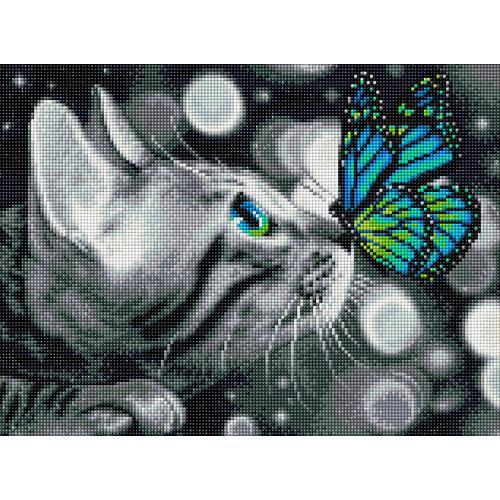 Diamond painting cat & butterfly