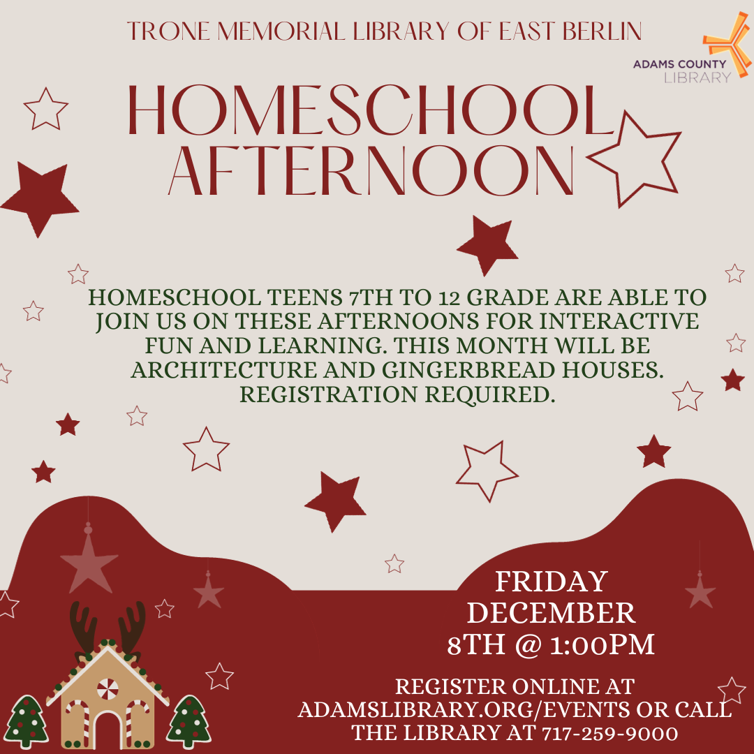 Text on top of holiday background with gingerbread house
