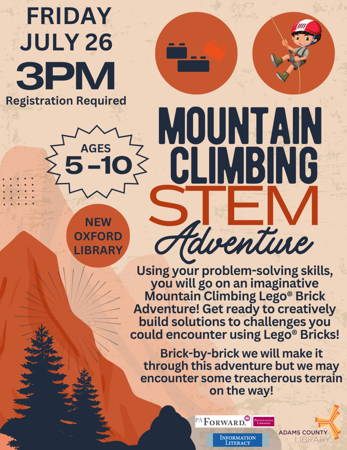 a mountain, LEGO, and a child