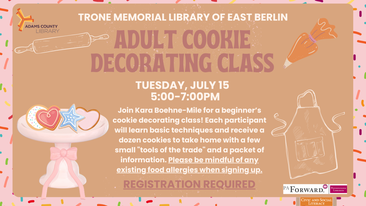Flyer with information for adult cookie decorating class
