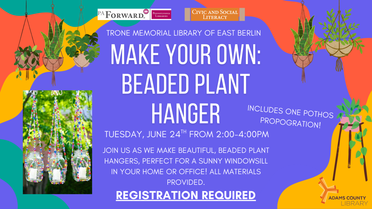 Flyer with information for Make Your Own: Beaded Plant Hanger