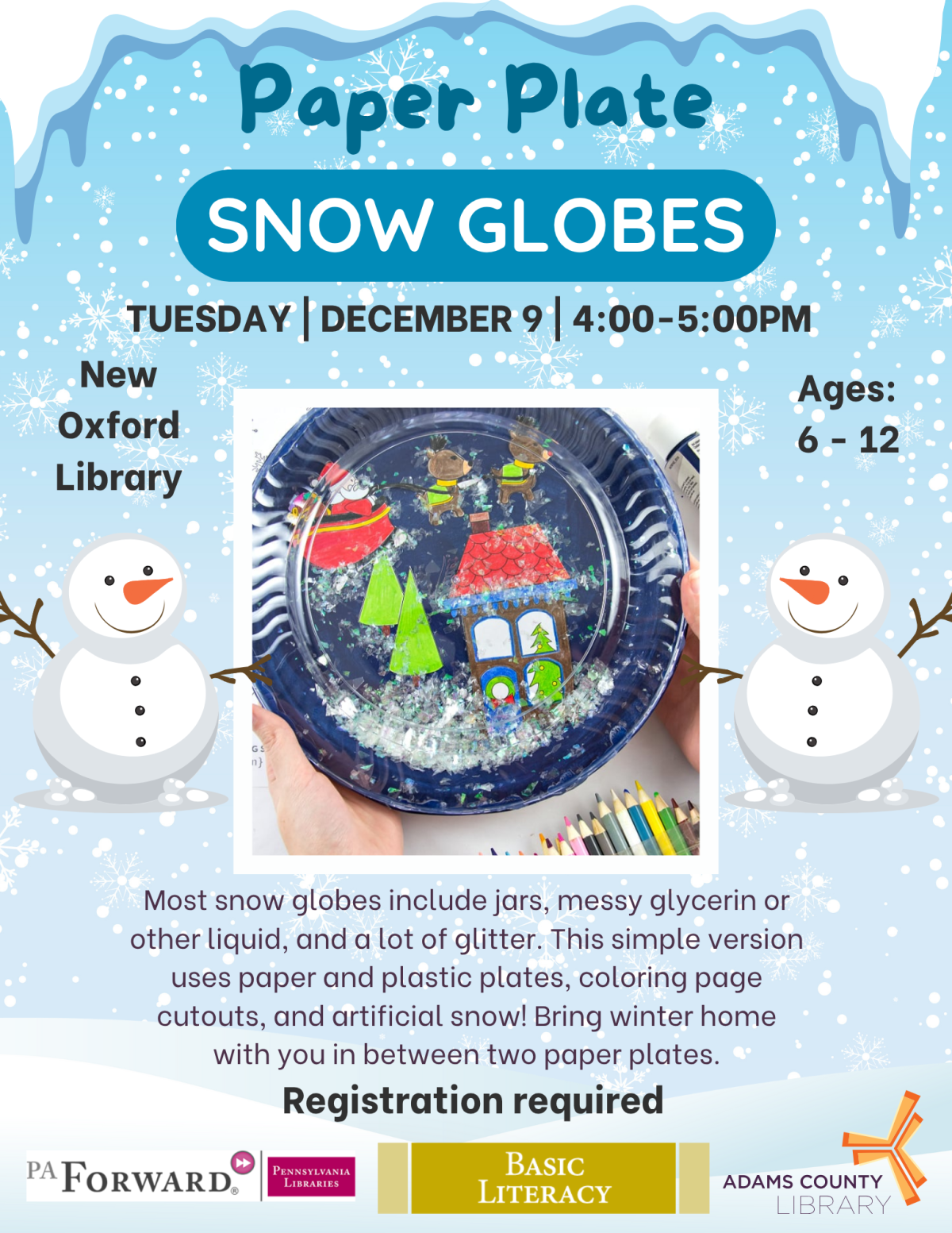 Paper plates and snowmen